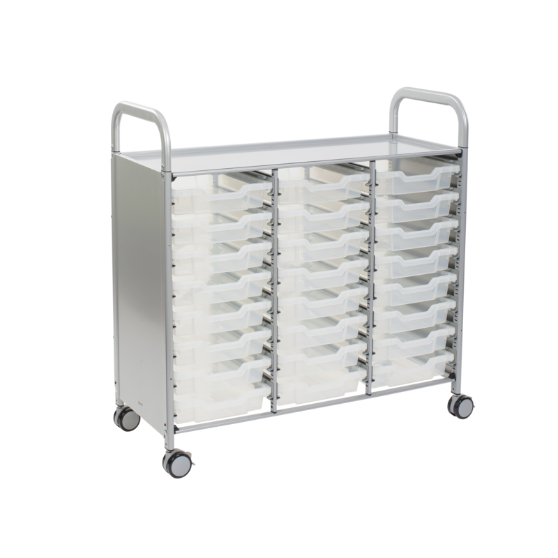 Callero Plus Shield Treble Trolley 24 Shallow Antimicrobial Trays