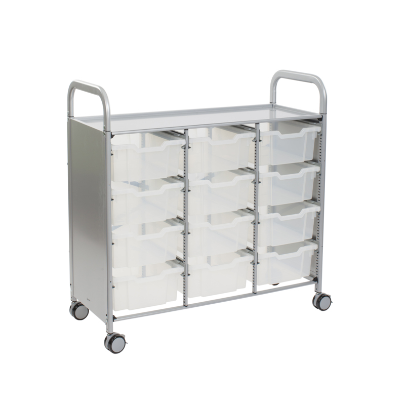 Callero Plus Shield Treble Trolley 12 Deep Antimicrobial Trays