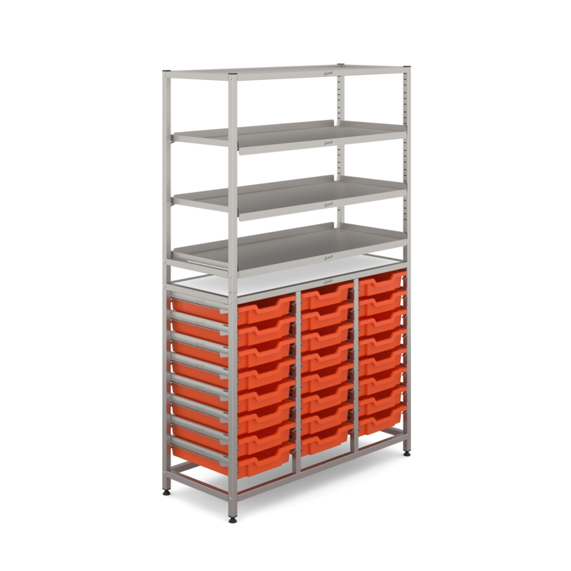 Dynamis Tall Treble Frame 3 Shelves & 24 Shallow Trays