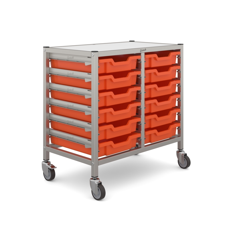 Dynamis Low Double Trolley 12 Shallow Trays