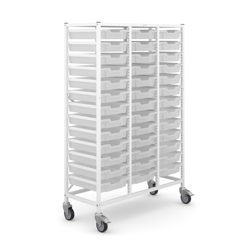 Medical Mid Treble Trolley 39 Shallow Antimicrobial Trays
