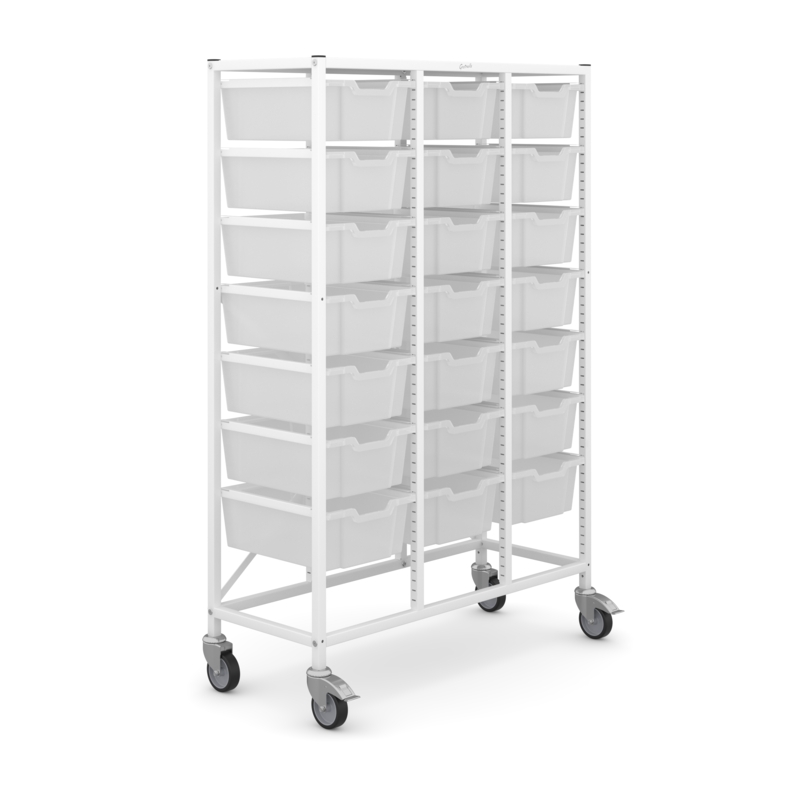 Medical Mid Treble Trolley 21 Deep Antimicrobial Trays