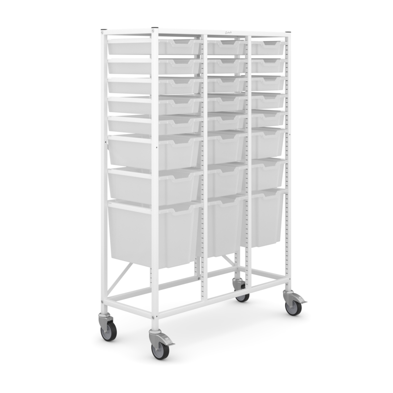 Medical Mid Treble Trolley 3 Jumbo 6 Deep & 15 Shallow Antimicrobial Trays