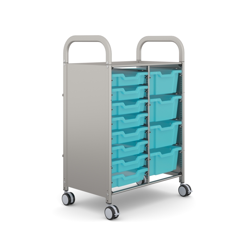 Callero Shield Double Silver Cart 8 Shallow & 4 Deep Antimicrobial Kiwi Jelly Trays