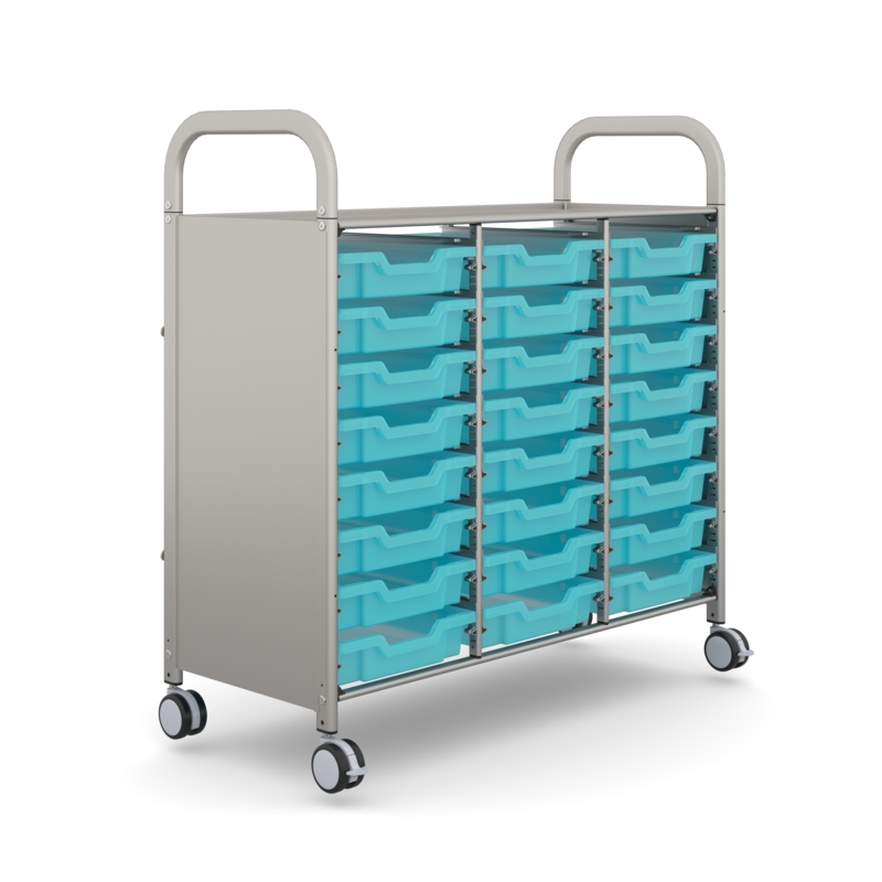 Callero Shield Triple Silver Cart 24 Shallow Antimicrobial Kiwi Jelly Trays