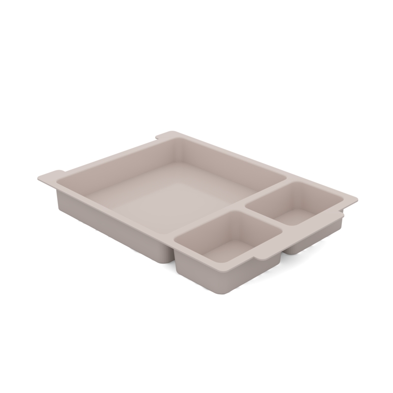 Standard Shallow Dove Gray Molded Insert 1 Large 2 Small Sections Pack of 6