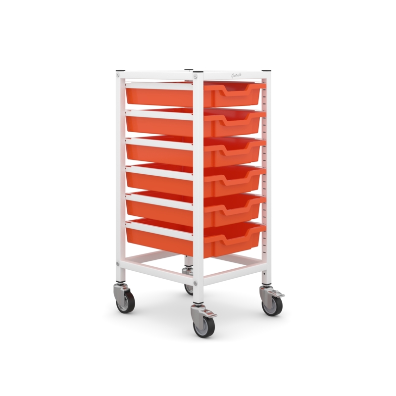 Science Bench Height Single Trolley 6 Shallow Trays