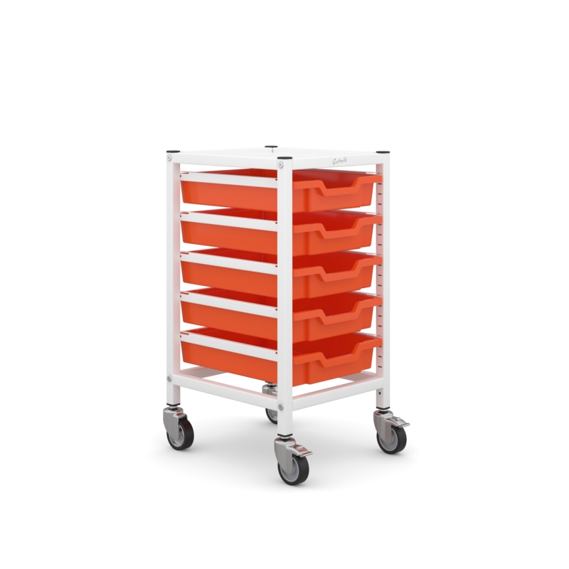 Science Under Bench Single Trolley 5 Shallow Trays