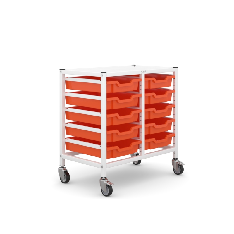 Science Under Bench Double Trolley 10 Shallow Trays