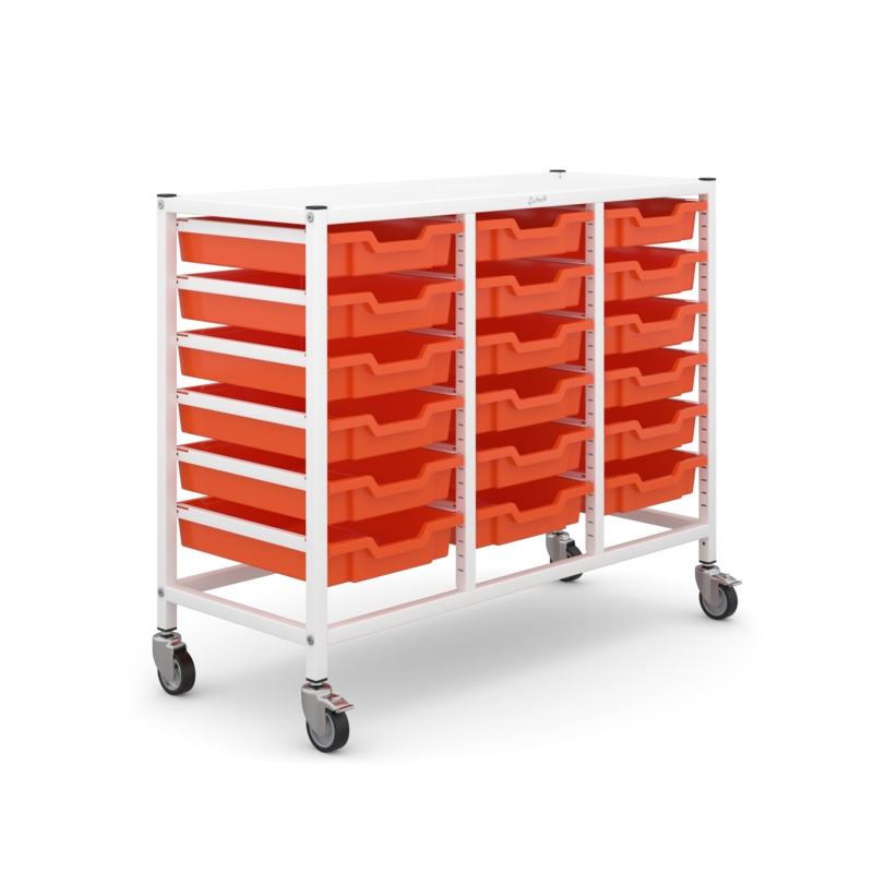 Science Bench Height Treble Trolley 18 Shallow Trays