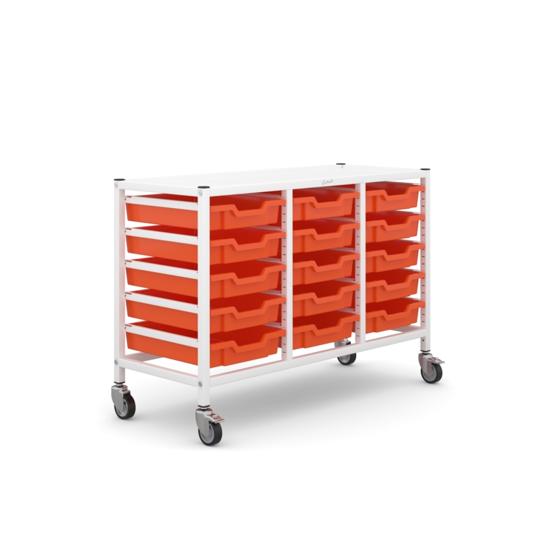 Science Under Bench Treble Trolley 15 Shallow Trays