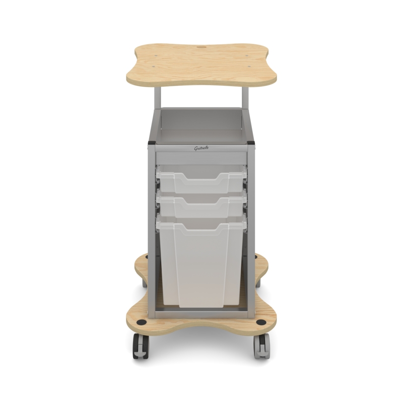MyBASE™ Silver Cart 2 Shallow & 1 Jumbo Core Stop Translucent Trays