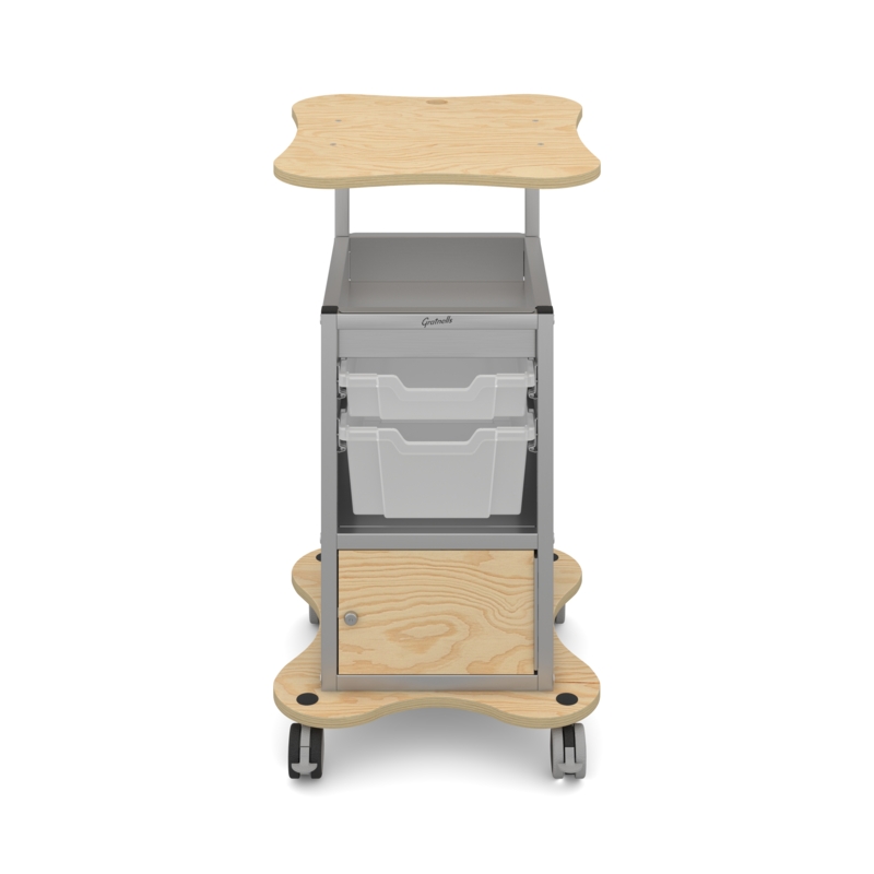 MyBASE™+ Lockable Silver Cart 1 Shallow & 1 Deep Core Stop Translucent Trays