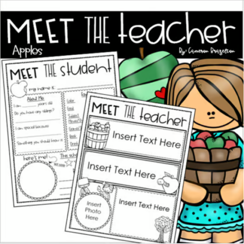 Meet the Teacher Editable Handout Back to School All About Me Apple ...