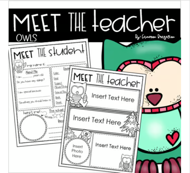 Meet the Teacher Editable Handout Back to School All About Me Owl Theme ...
