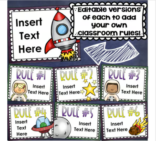 Classroom Rules Posters EDITABLE Back to School Outer Space Theme ...