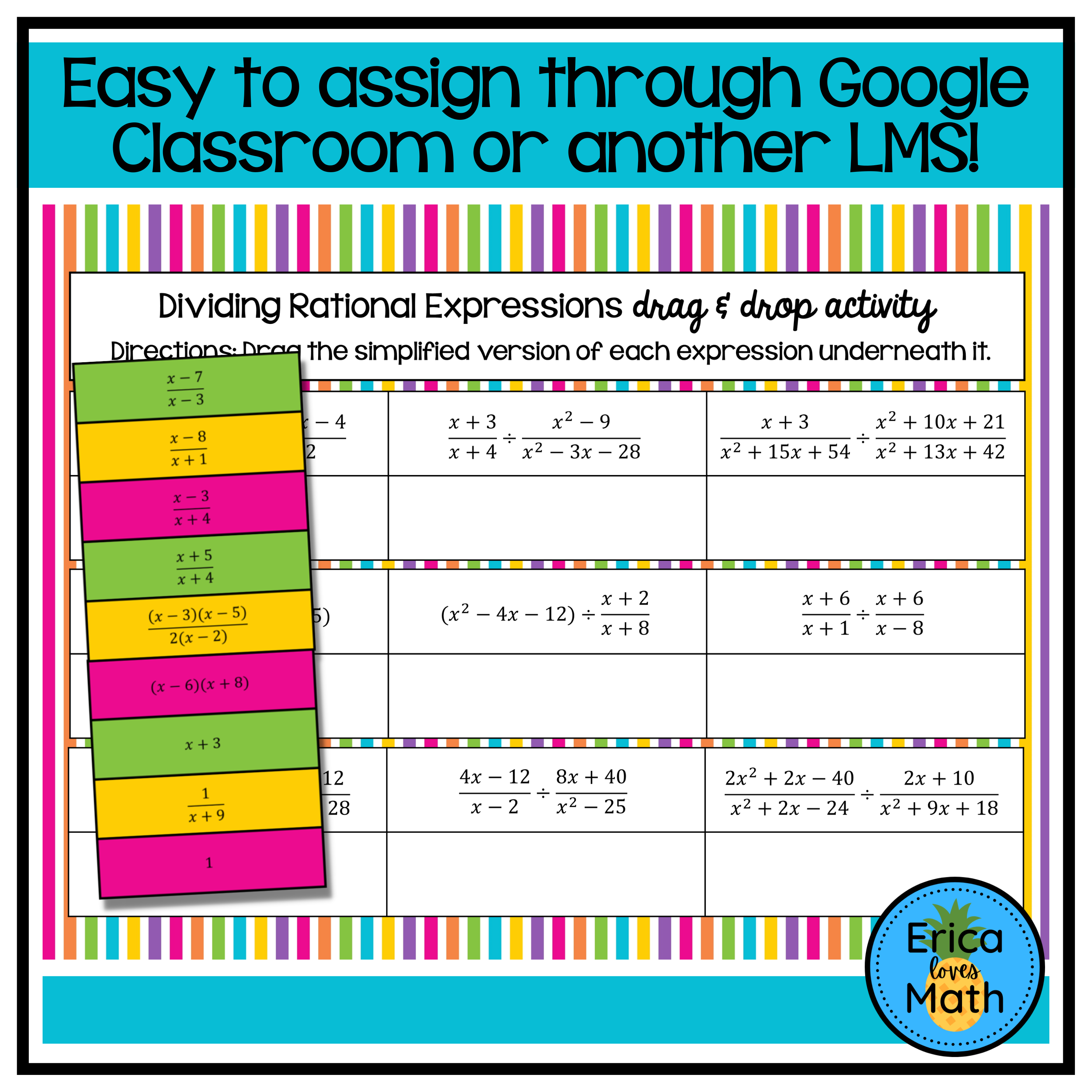 Dividing Rational Expressions Digital Activity Drag & Drop - Classful
