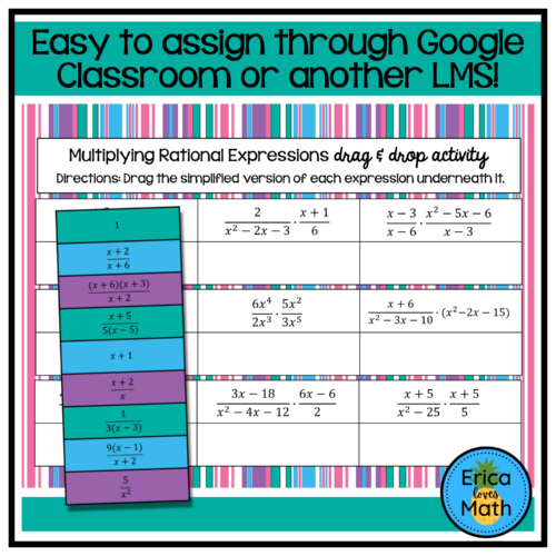 Multiplying Rational Expressions Digital Activity Drag & Drop - Classful