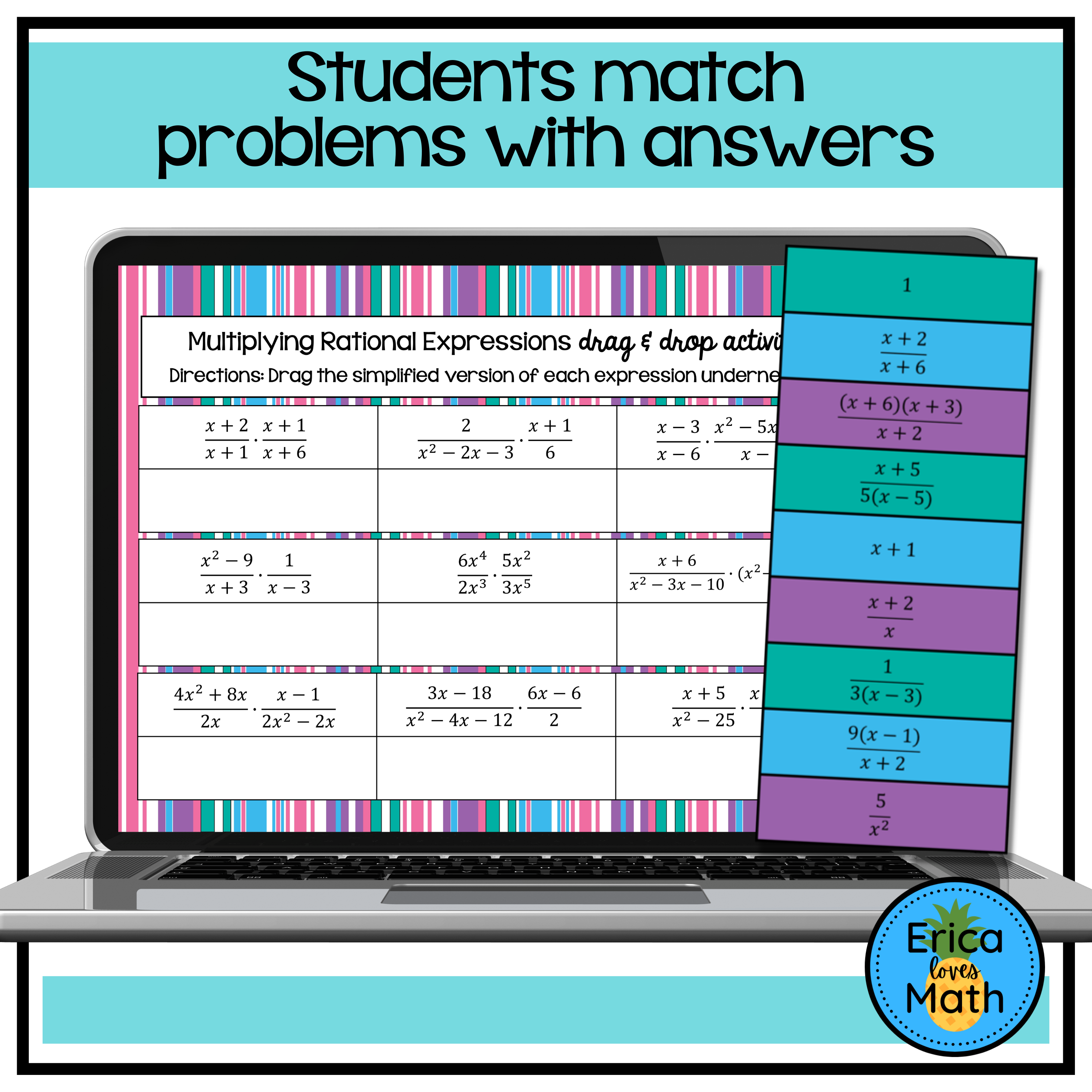 Rational Expressions & Equations Digital Activity Drag & Drop Mini ...