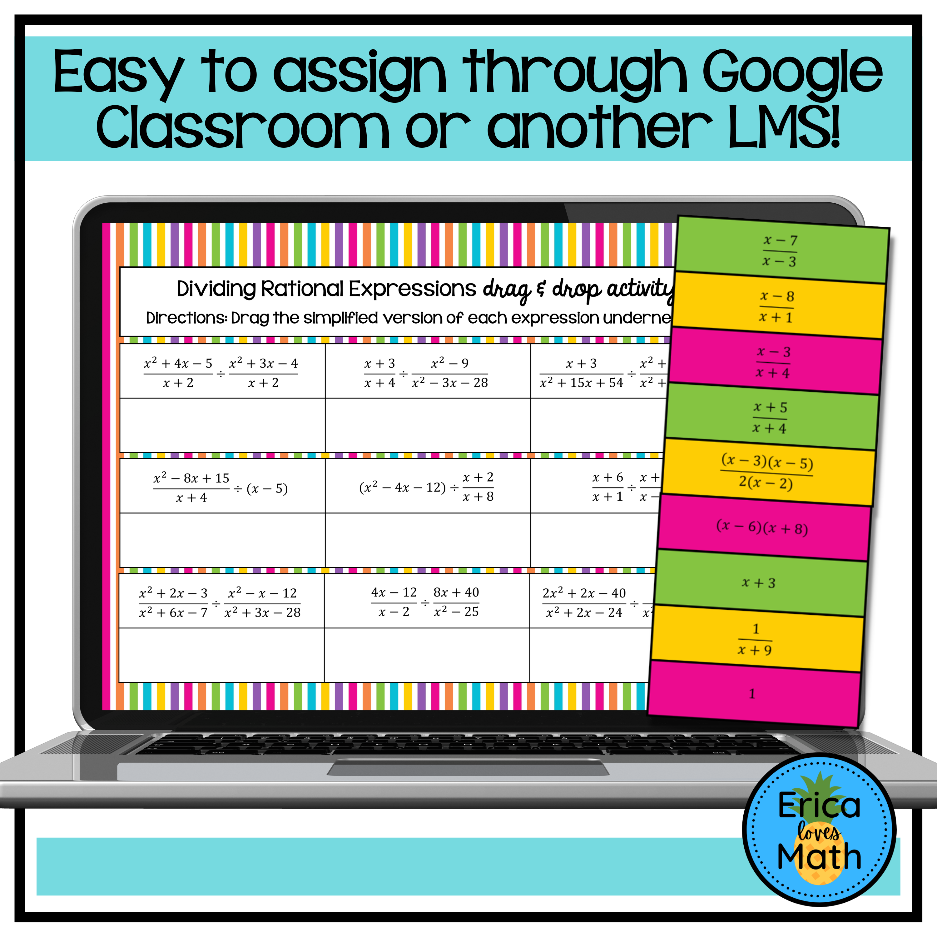 Rational Expressions & Equations Digital Activity Drag & Drop Mini ...