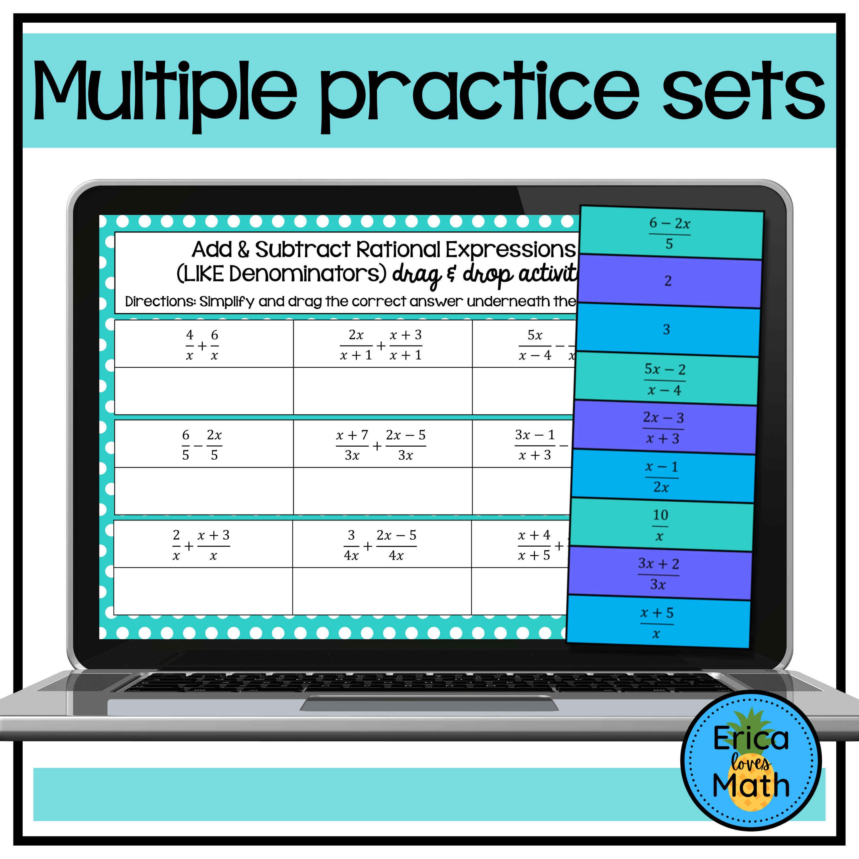 Rational Expressions & Equations Digital Activity Drag & Drop Mini ...