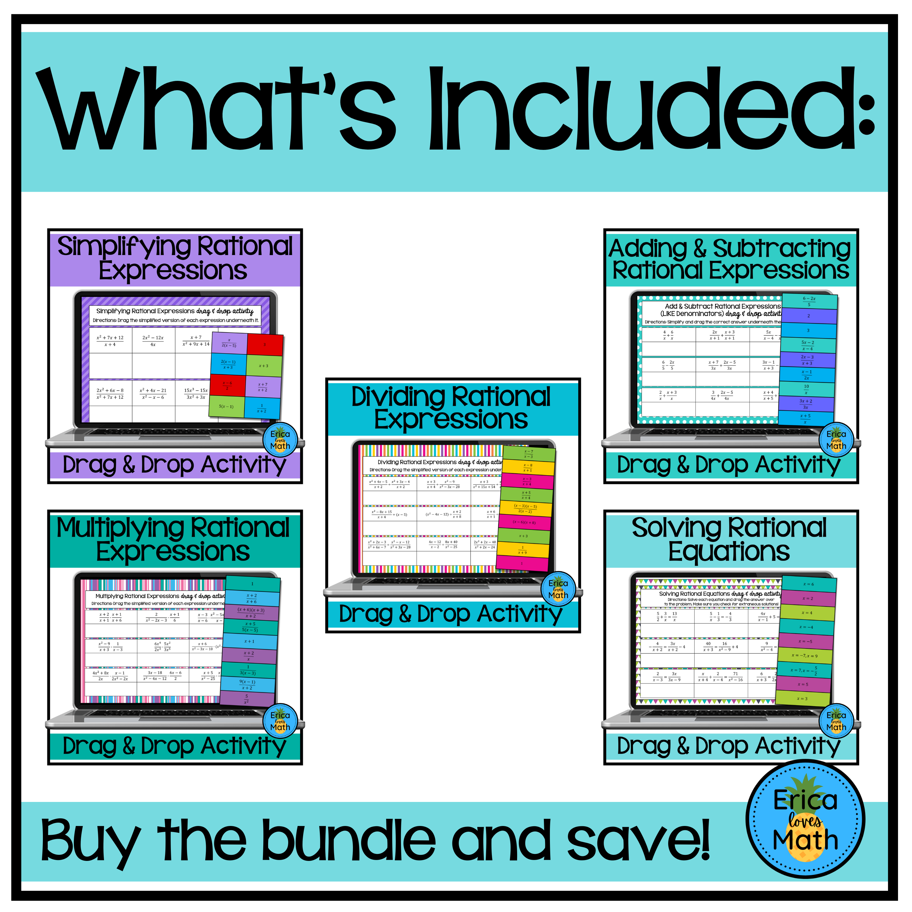 Rational Expressions & Equations Digital Activity Drag & Drop Mini ...