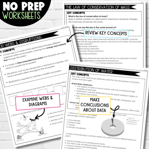 5th Grade Science Review Packet for Test Prep - NGSS Aligned - Classful