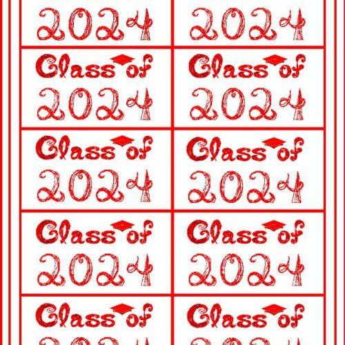 Class of 2024 Graduation Cap Red Glitter Fabric Font 10 Gift Tags ...