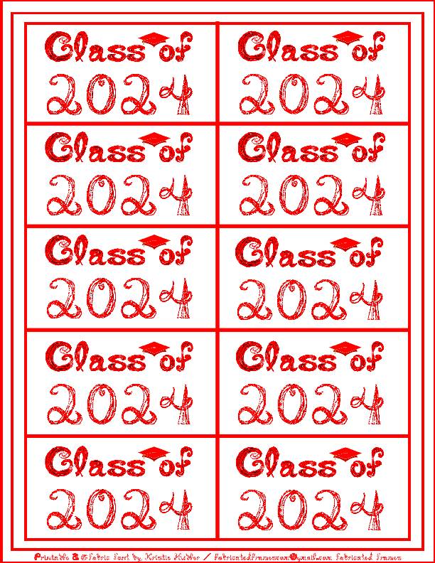 Class of 2024 Graduation Cap Red Glitter Fabric Font 10 Gift Tags ...