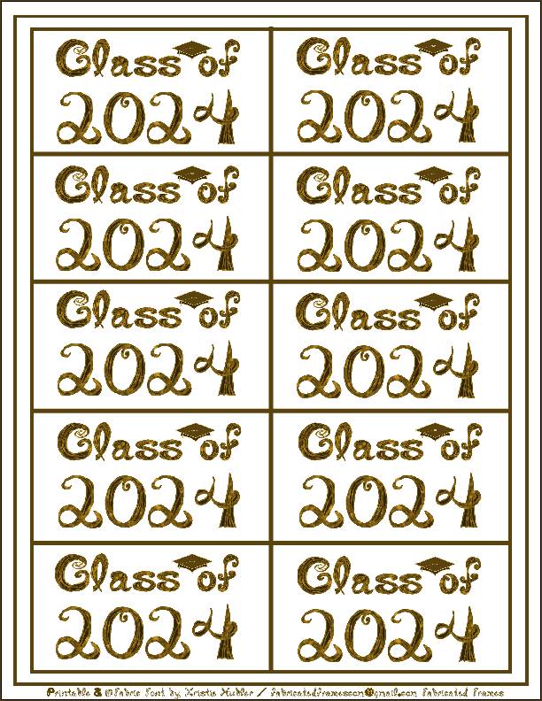 Class of 2024 Graduation Cap Brown Glitter Fabric Font 10 Gift Tags ...