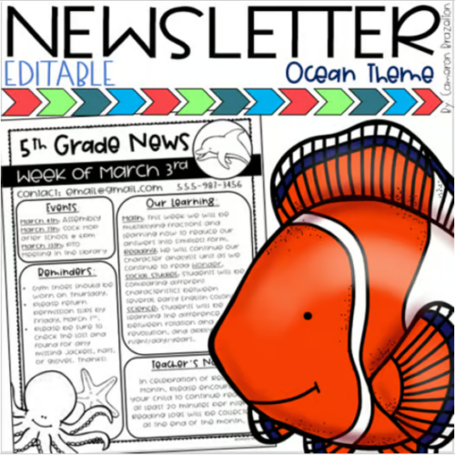 Weekly Classroom Newsletter Template Ocean Under the Sea Theme EDITABLE ...