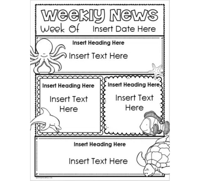 Weekly Newsletter Template Editable Ocean Creatures Under the Sea Water ...