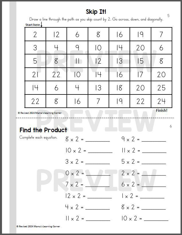 Multiplication Practice Booklets for Facts 2 through 12 - Classful