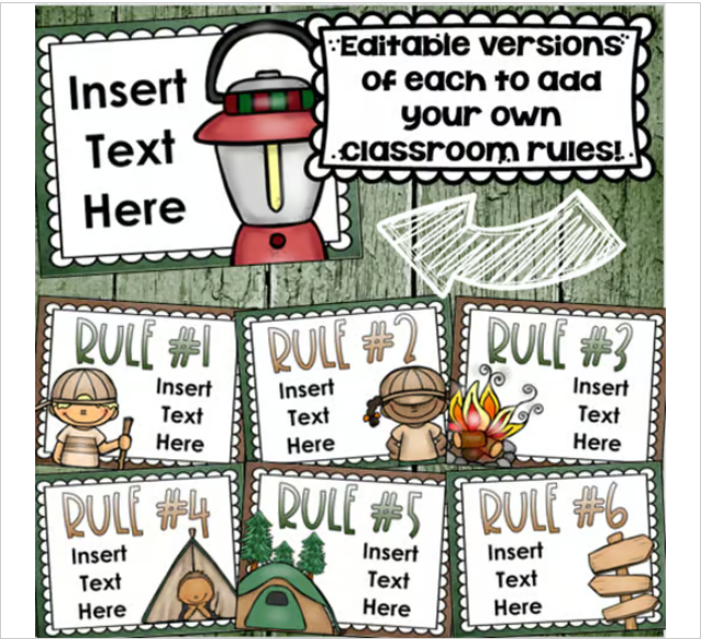 Classroom Rules Posters EDITABLE Back to School Camping Camp Out Theme ...