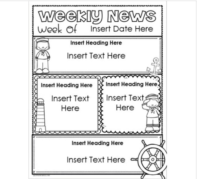 Weekly Newsletter Template Editable Nautical Sailing Sailor Theme ...