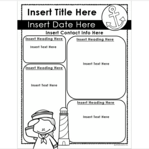 Weekly Classroom Newsletter Template Nautical Sailing Sea Theme ...