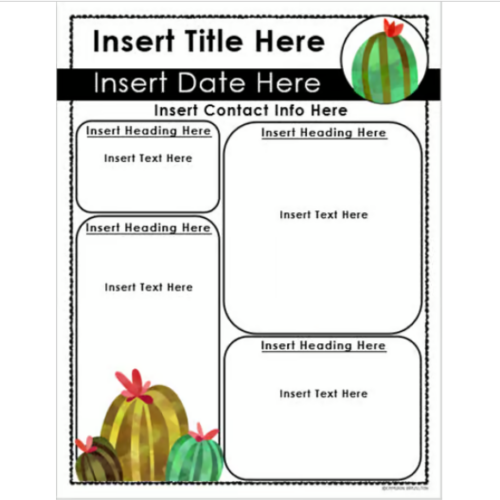 Weekly Classroom Newsletter Template Rustic Farmhouse Succulents Theme ...