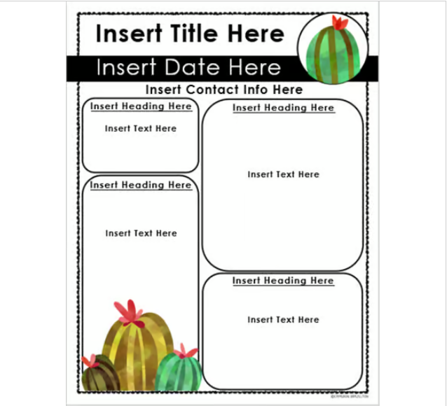 Weekly Classroom Newsletter Template Rustic Farmhouse Succulents Theme ...