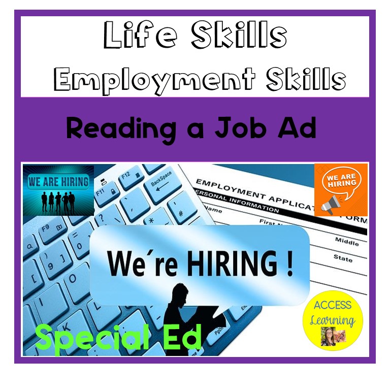 Reading a Job Ad Special Education Employment Life Skills Leveled Worksheets - Classful reading-a-job-ad-special-education-employment-life-skills-leveled-worksheets-classful