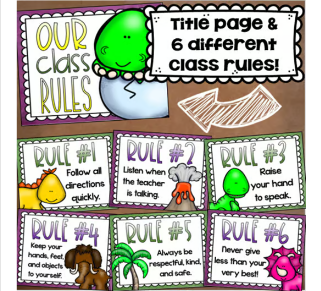 Classroom Rules Posters EDITABLE Back to School Dinosaur Dino Theme ...