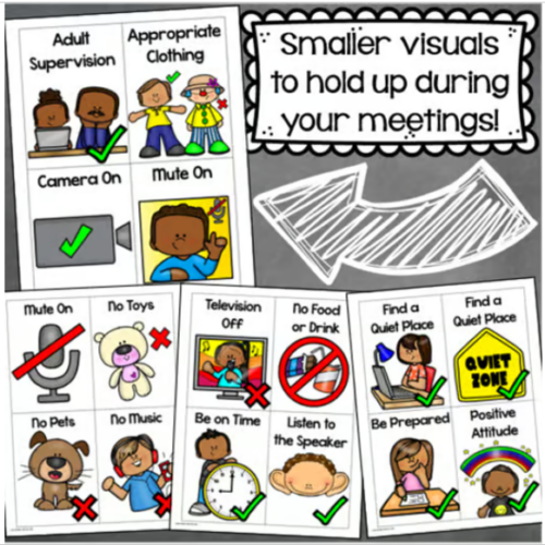 Online Meeting Virtual Distance Learning Zoom Classroom Rules Visual ...