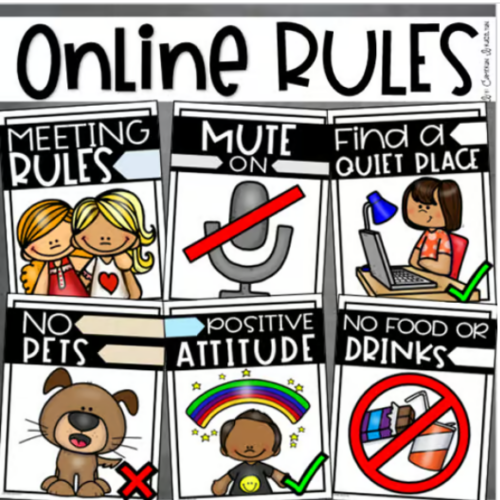Online Meeting Virtual Distance Learning Zoom Classroom Rules Visual ...