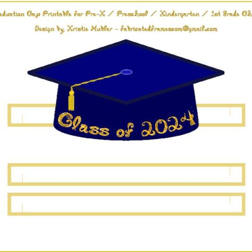 Graduation Cap Navy Blue Party Hat Gold Glitter Fabric Font Class of ...