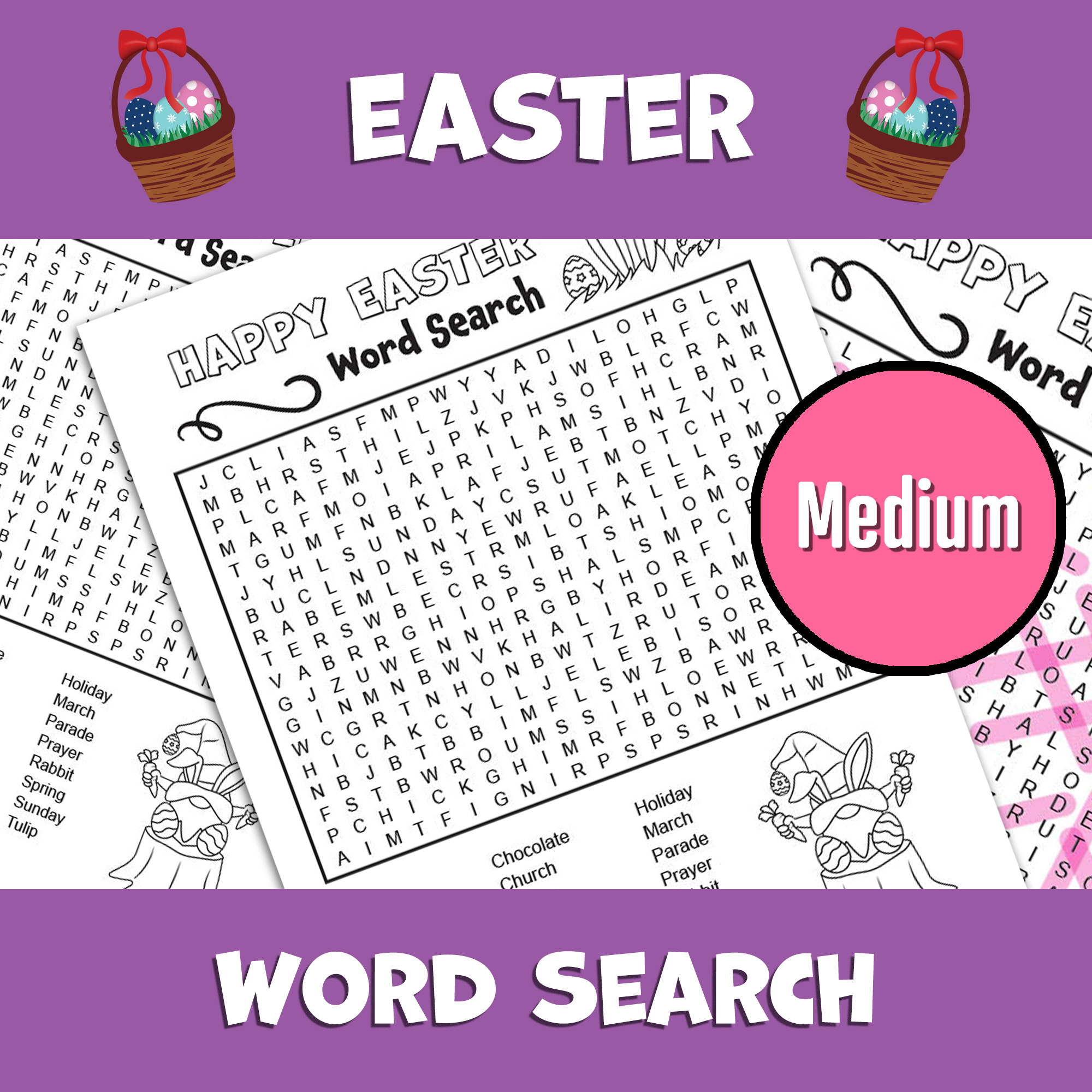 Easter Word Search Puzzle | Medium | Spring Word Game Activity | Word ...