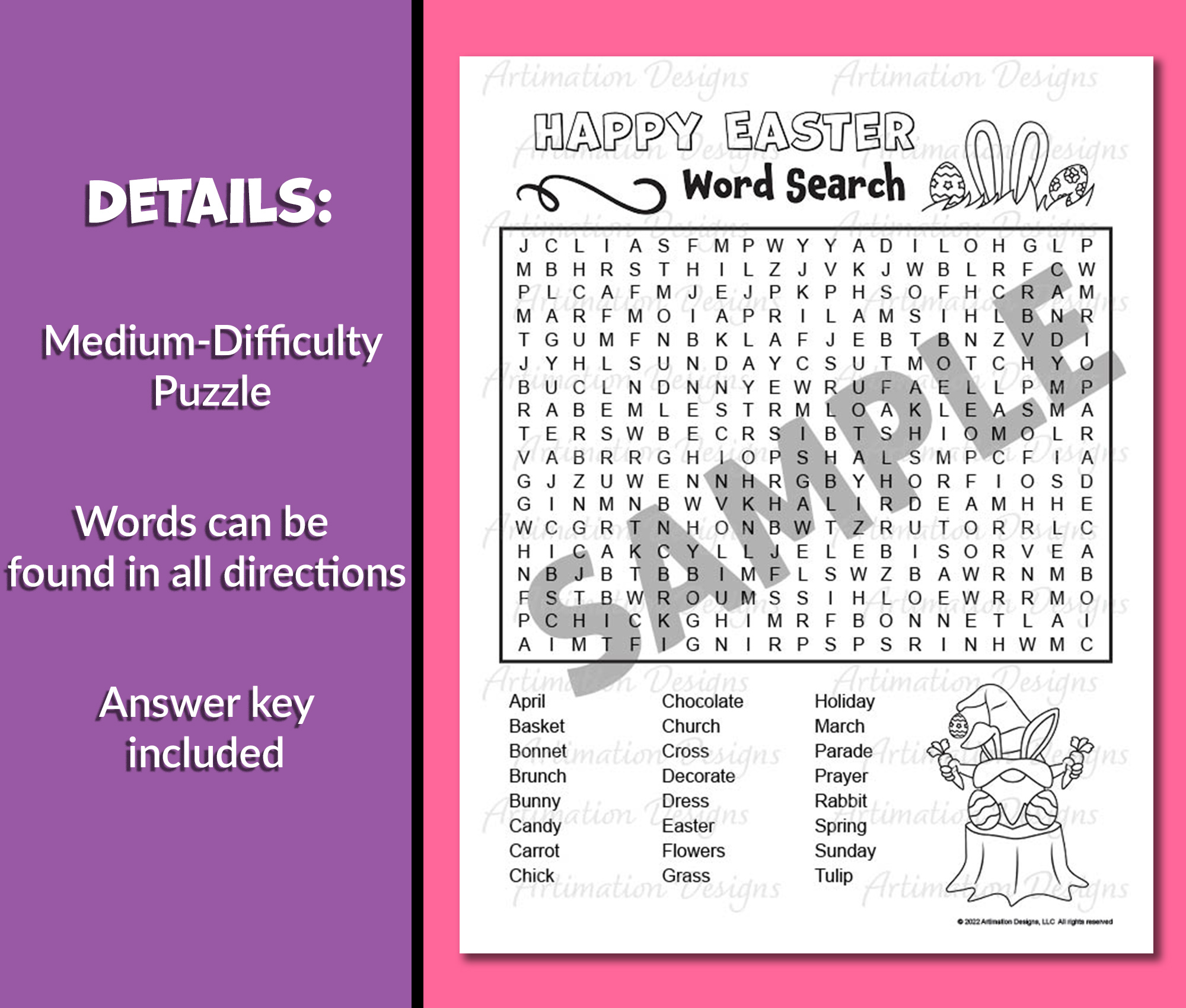 Easter Word Search Puzzle | Medium | Spring Word Game Activity | Word ...