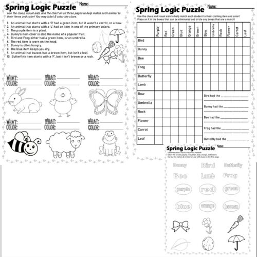 Spring Logic Puzzle Graph Reasoning Critical Thinking Skills Math ...