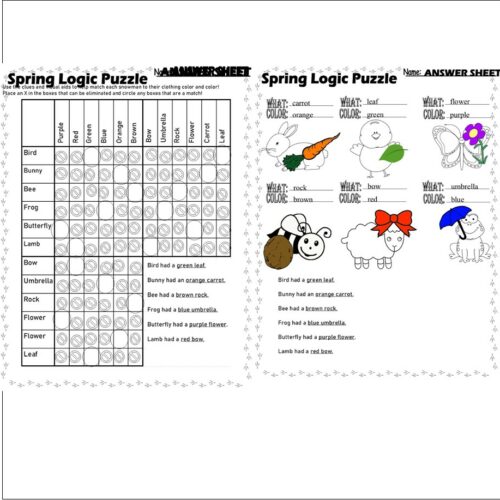 Spring Logic Puzzle Graph Reasoning Critical Thinking Skills Math ...