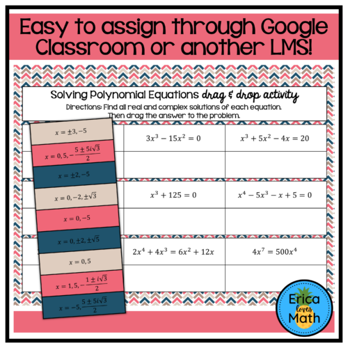 Solving Polynomial Equations Digital Activity Drag & Drop - Classful