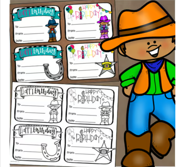 Happy Birthday Bulletin Board Display Posters Country Western Theme ...