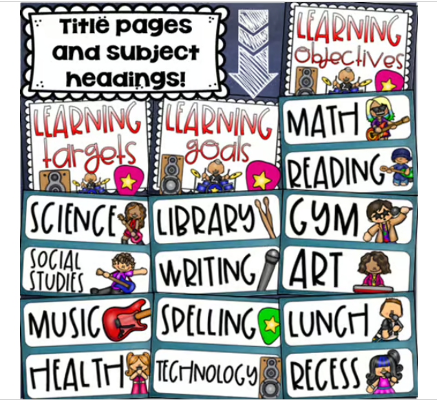 Music Learning Target Learning Targets Bulletin Board Objectives Posters Rockstar Music Theme ...